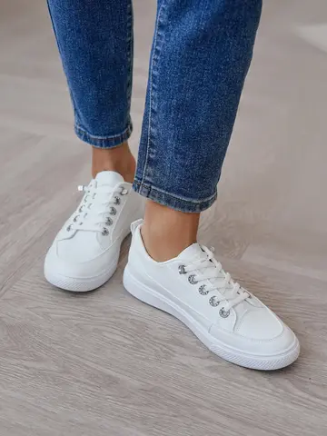 Кеды белые кожаные на платформе — кадр 10 из 15