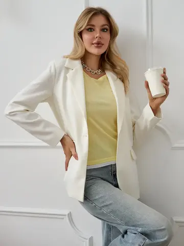 Пиджак однобортный белый — кадр 13 из 15
