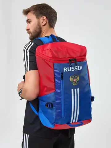Рюкзак спортивный красно-синий с клапаном — кадр 1 из 7
