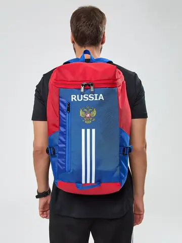 Рюкзак спортивный красно-синий с клапаном — кадр 4 из 7